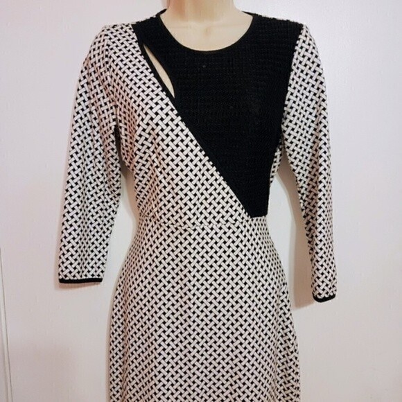 I Love Ronson Black White Printed Knit Midi Dress X Small - Picture 3 of 12